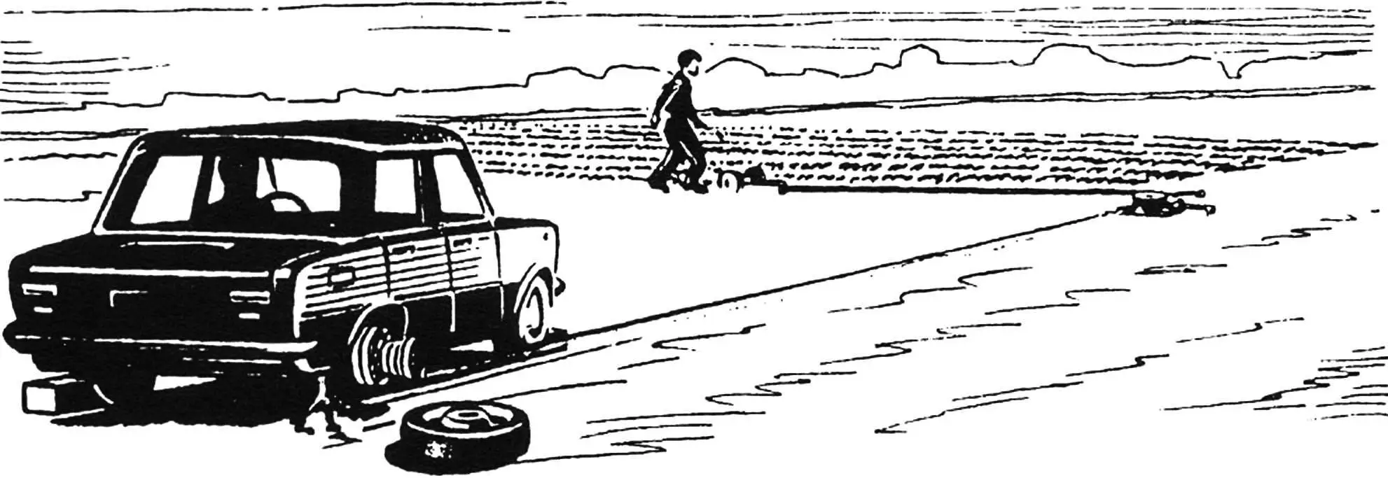 A PASSENGER CAR IN THE PLOWLAND