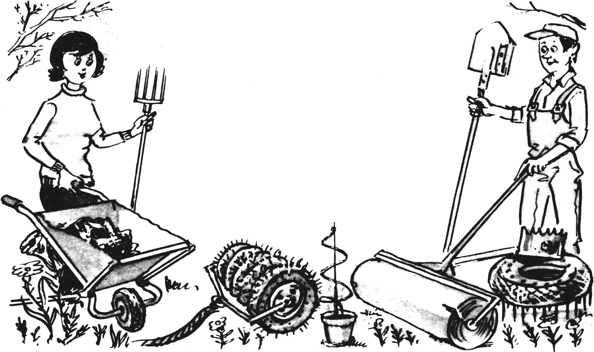 DIY Garden Tools: Wheelbarrow, Shovel, Hoe, Roller Build