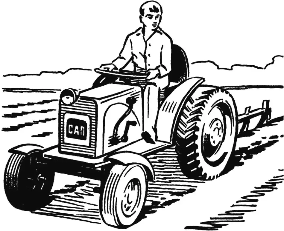 Homemade SAP mini-tractor: frame, axles, steering, drive