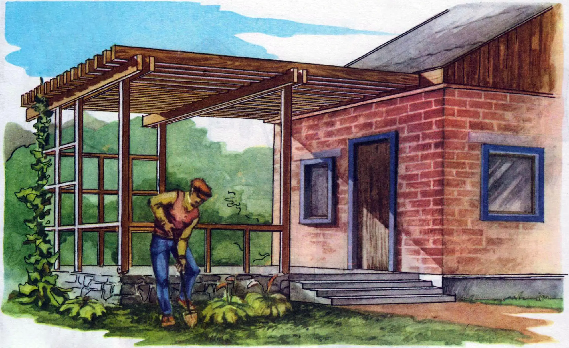 Gazebo with pergola: how to build a gazebo and veranda — DIY