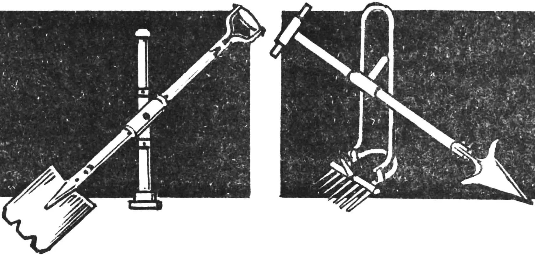 DIY garden tools from pipe: shovels, rakes, crowbar