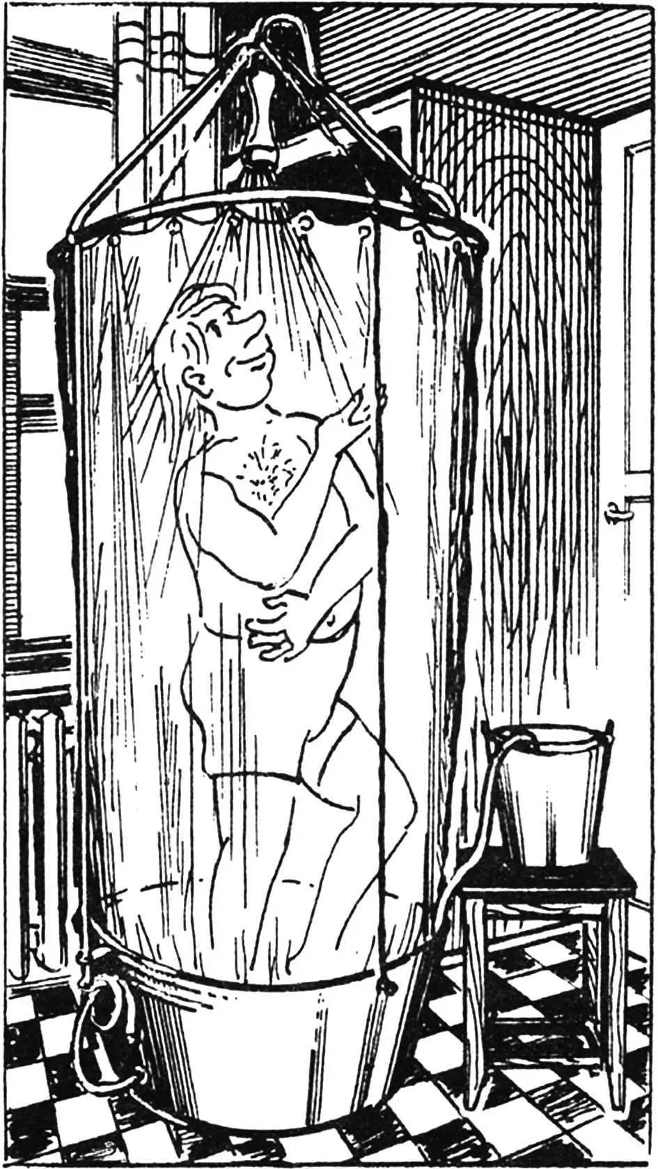 Portable dacha shower with foot membrane pump