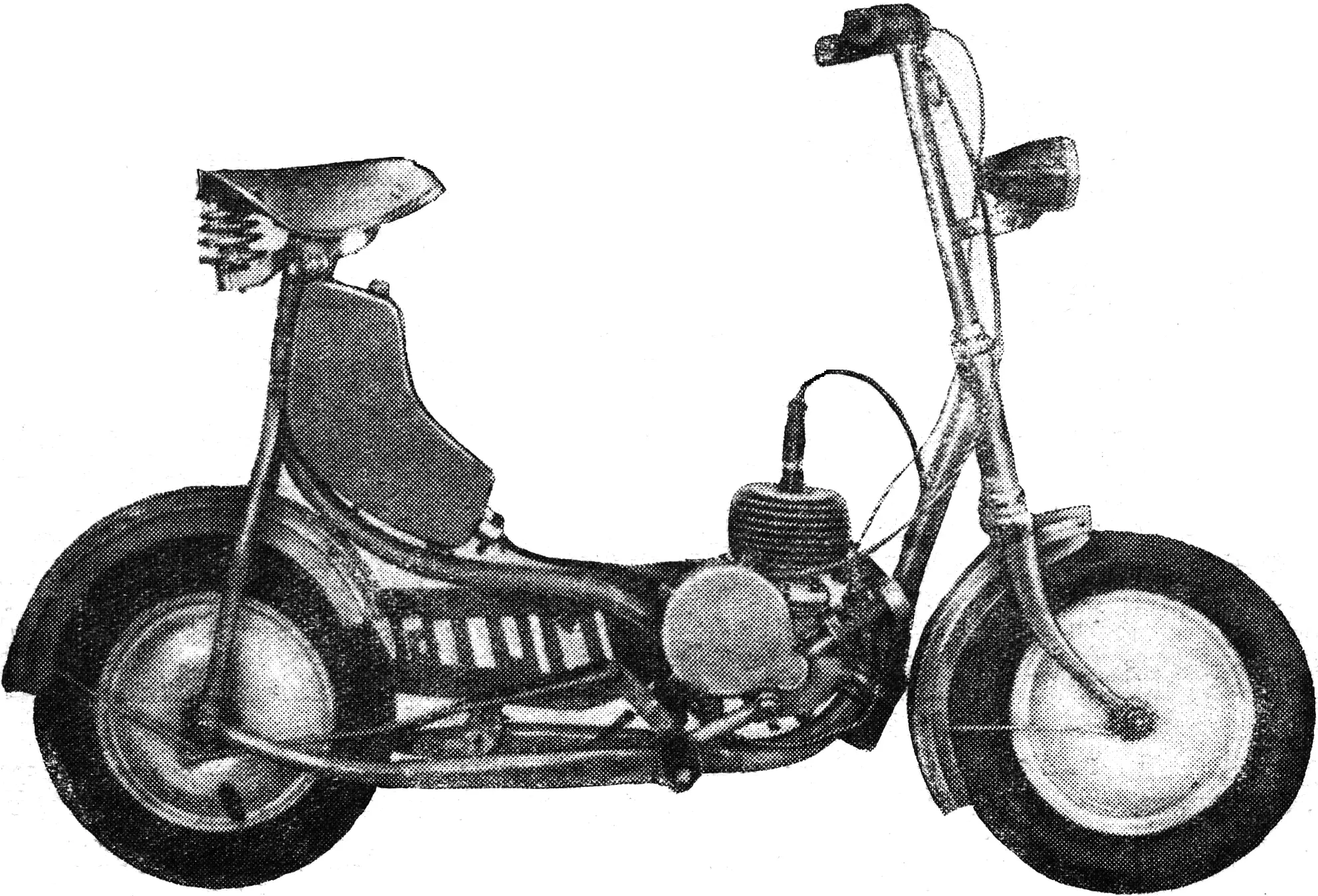 “Moth” micromotorcycle from a scooter, D-5 engine