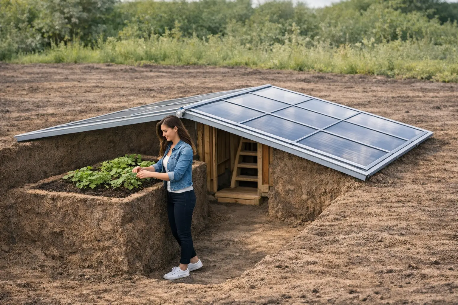 Sunken cold frame: cheap as tunnel, comfy as greenhouse