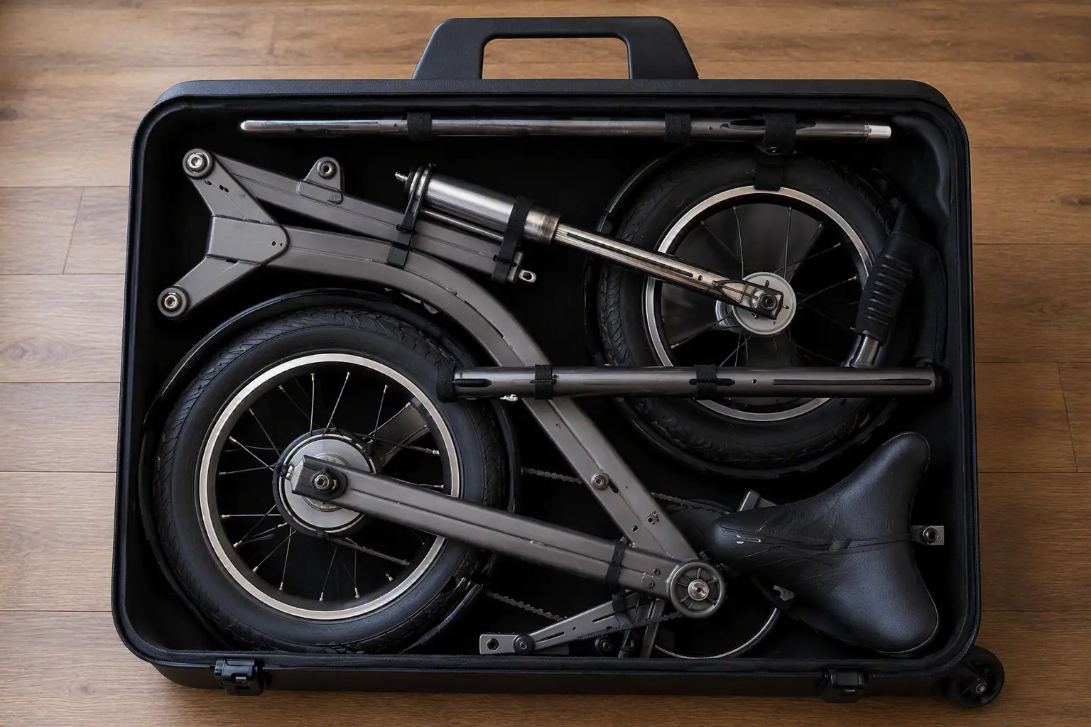 Teen folding bike that fits in a 650×450×150 mm case