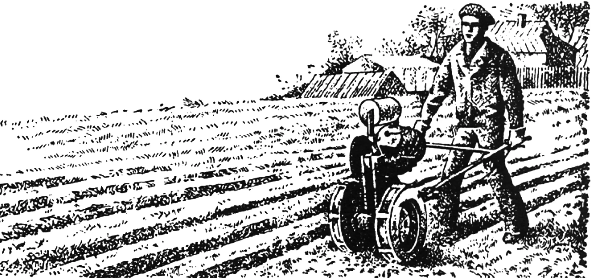 Walk-behind tractor Malysh: engine and transmission