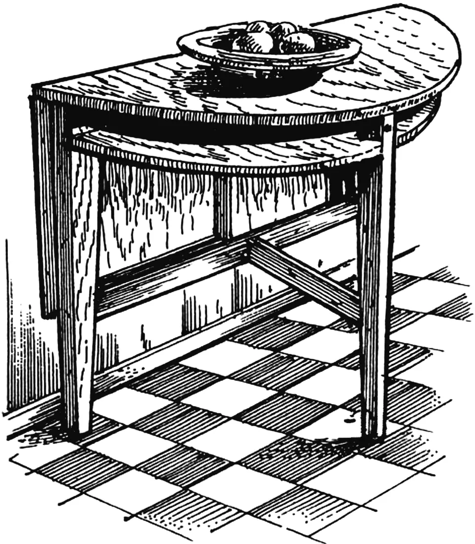 DIY folding table with undershelf at home