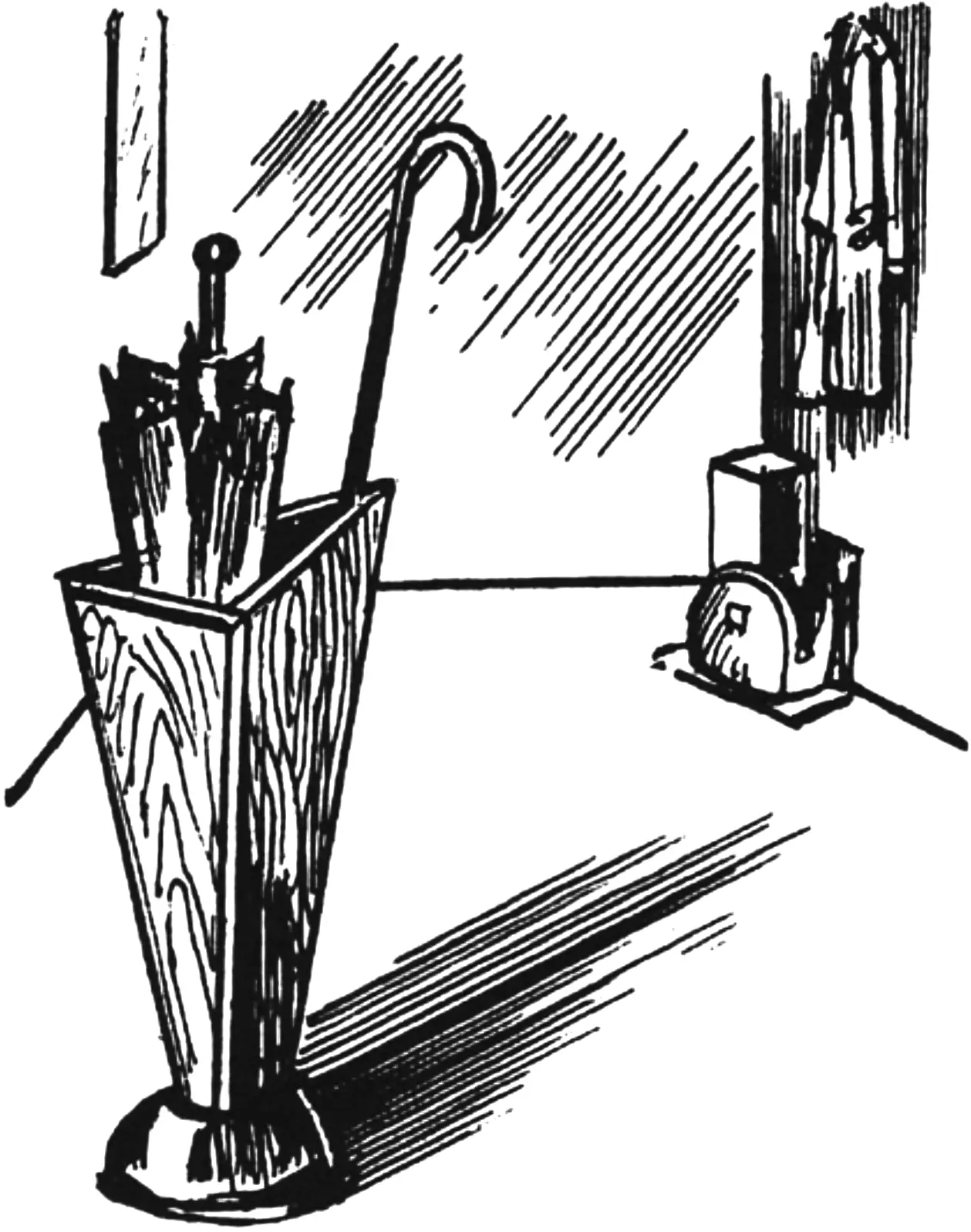 DIY pyramid umbrella stand from chipboard or plywood