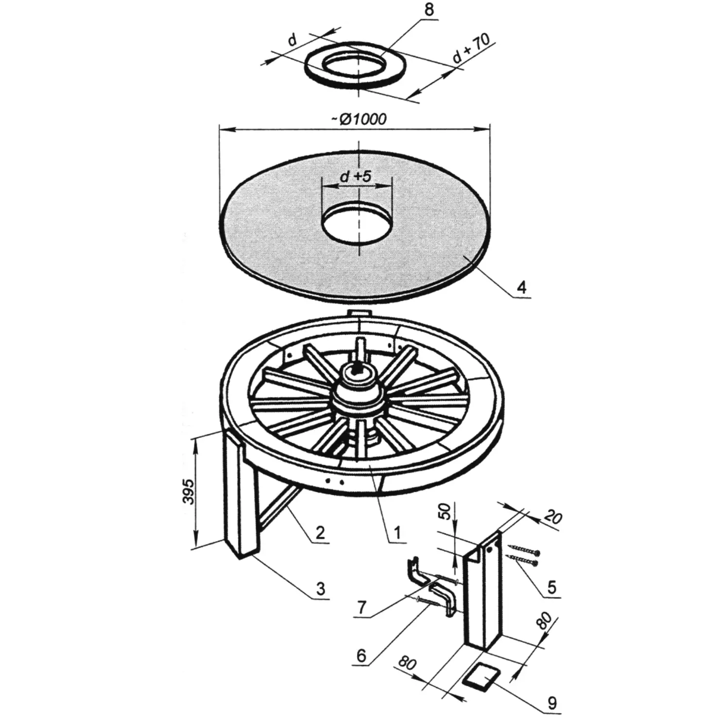 DIY coffee table from an old cart wheel