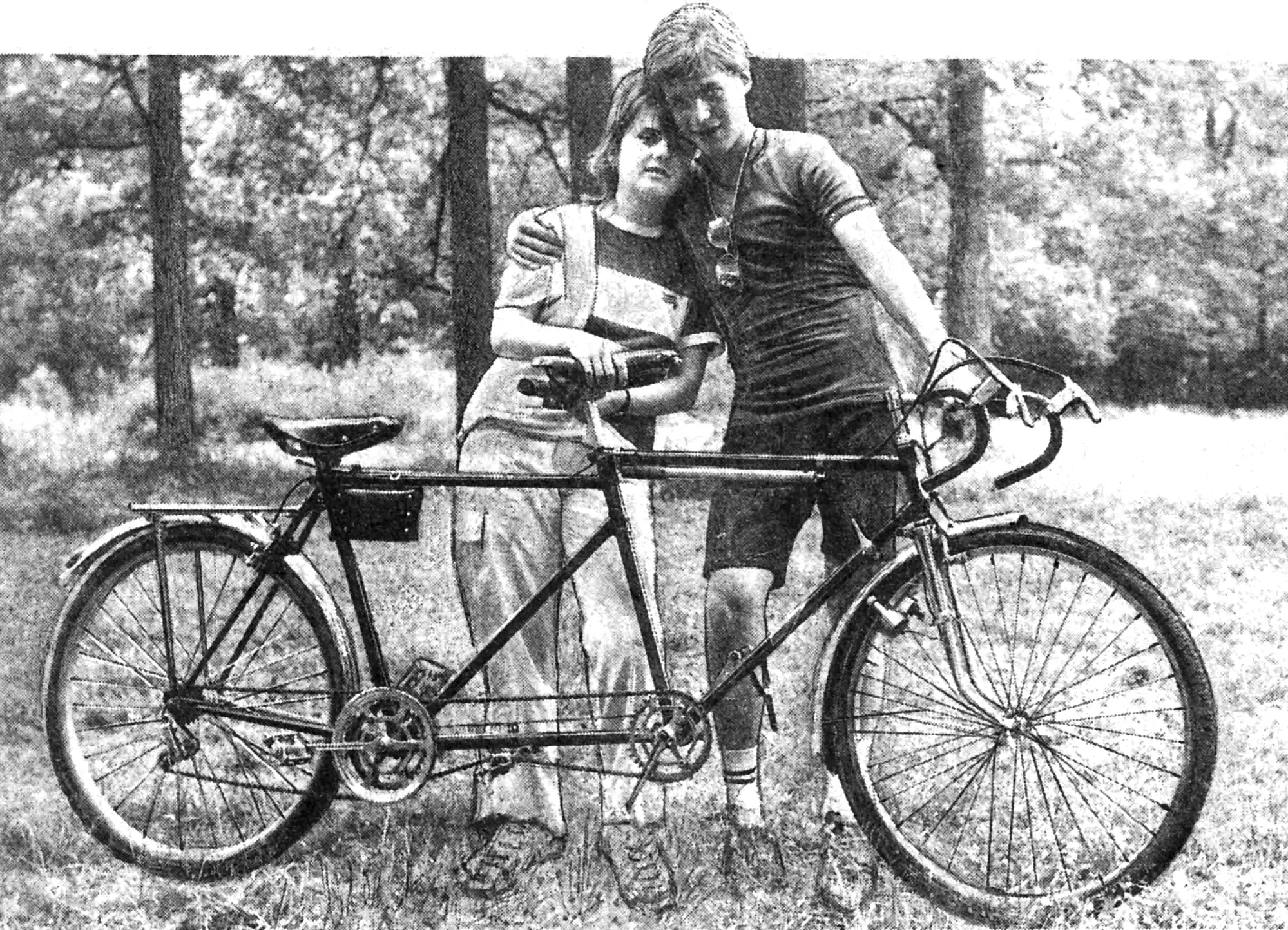 Homemade tandem bicycle: frame and drive