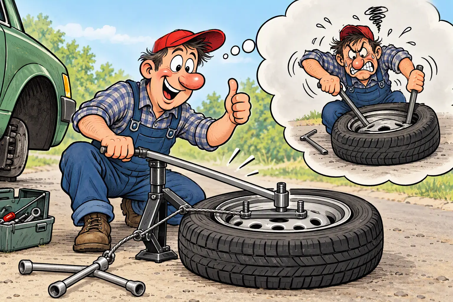 DIY tire mounting fixture that works with a jack