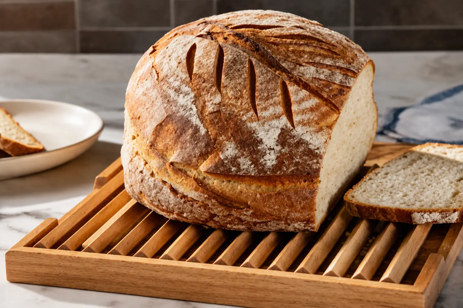 DIY maple bread-slicer cutting board with crumb tray