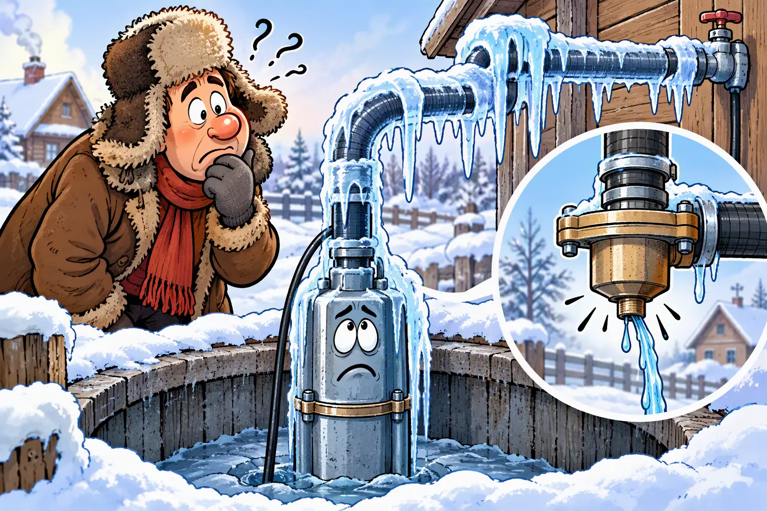 Automatic drain valve for Malysh pump in winter