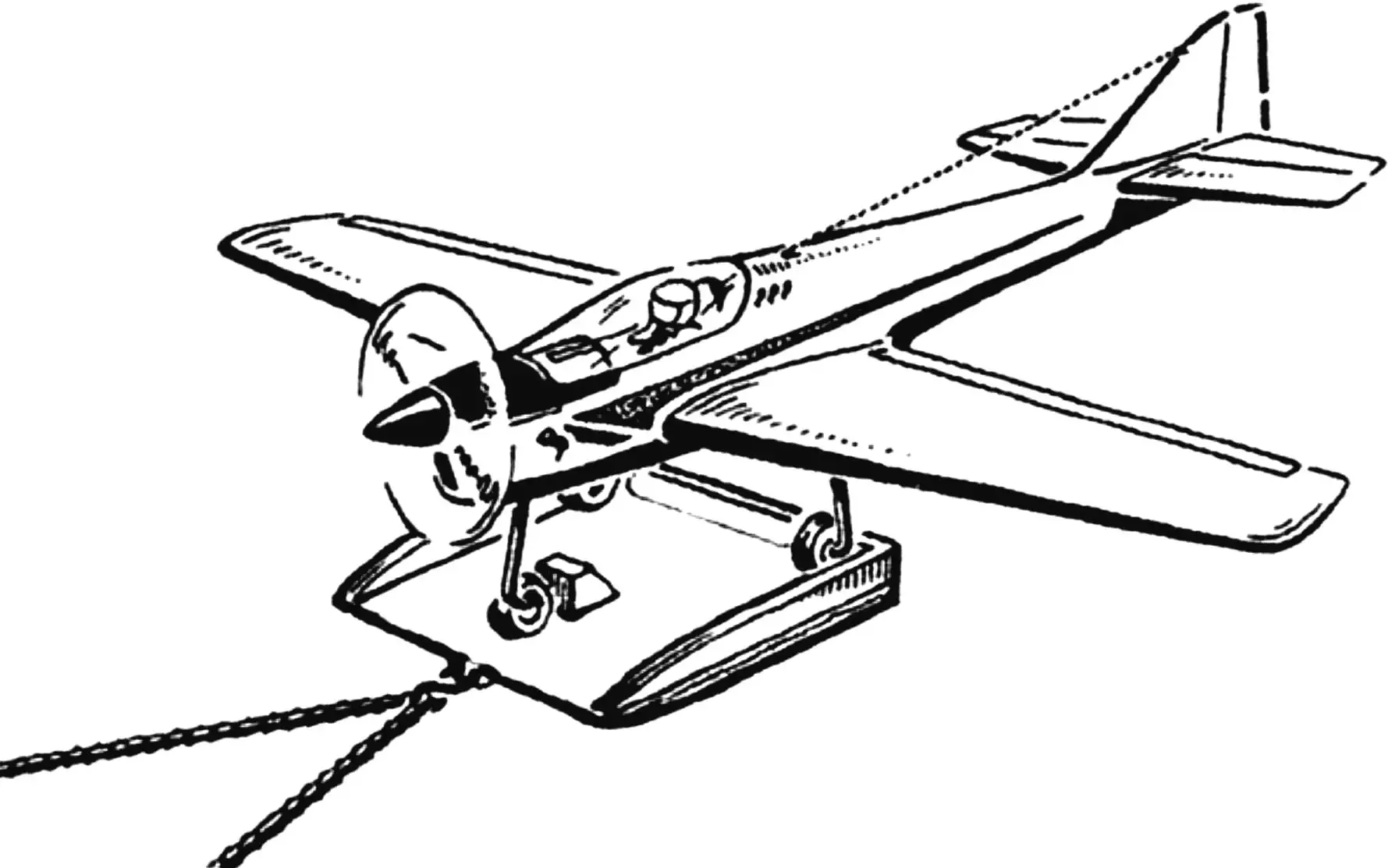 Drag sled for launching model aircraft without a runway
