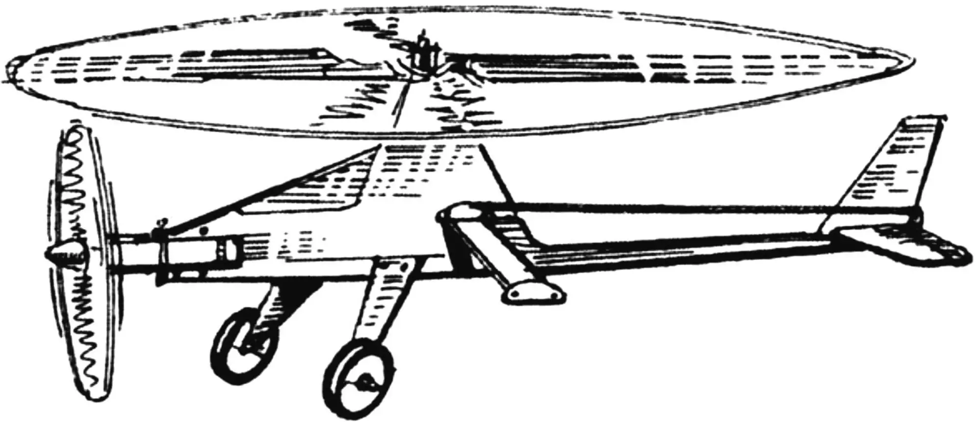 Control-line autogyro model with a 1.5 cc engine